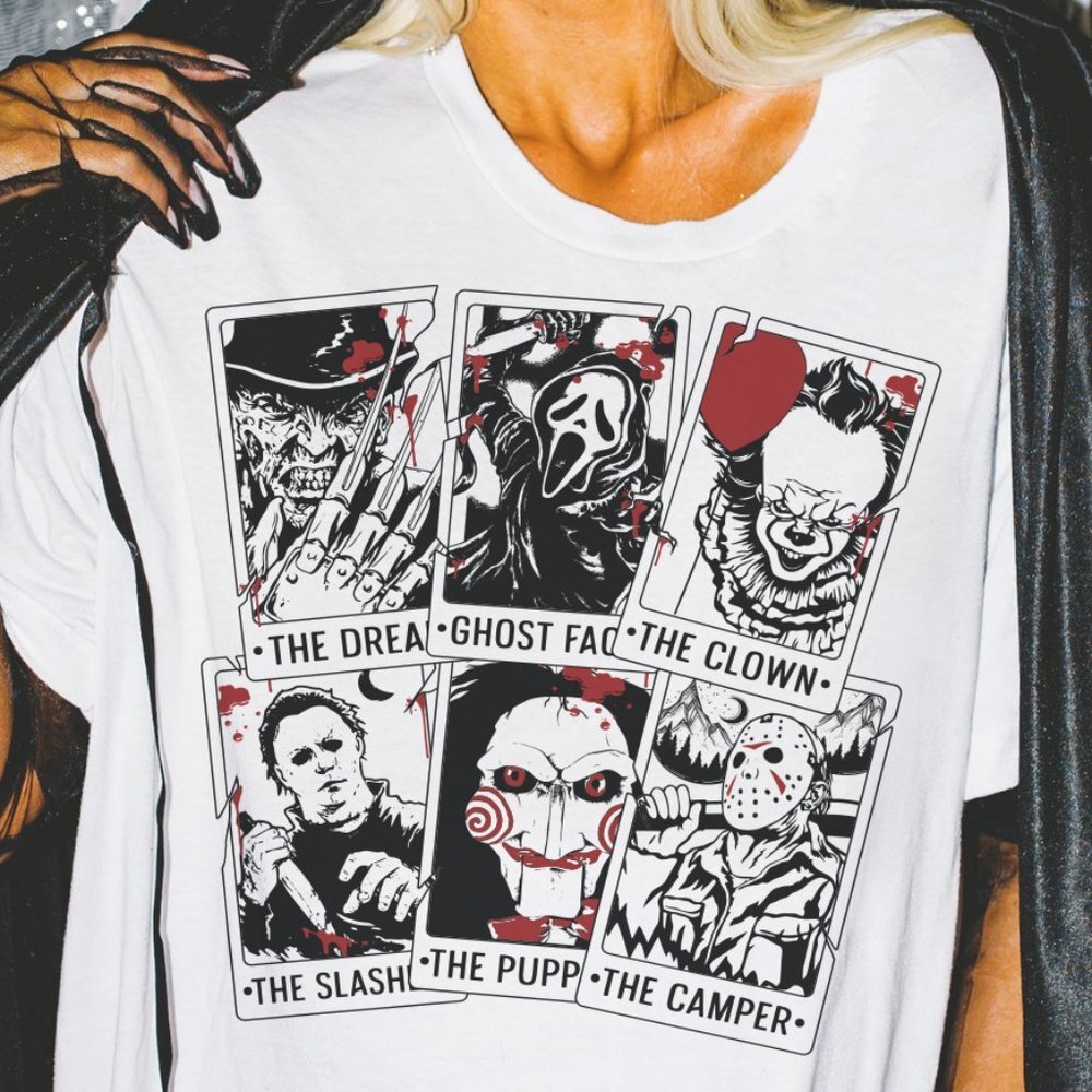 Red Fright Night Tarot Cards White T Shirt